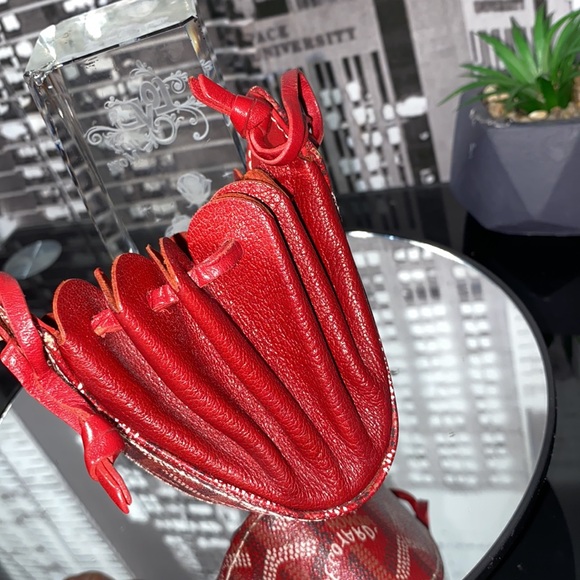 Authentic GOYARD Herringbone Leather Mini Drawstring Pouch Bag Bordeaux - Picture 14 of 17